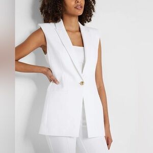 White Sleeveless Blazer Vest with pants